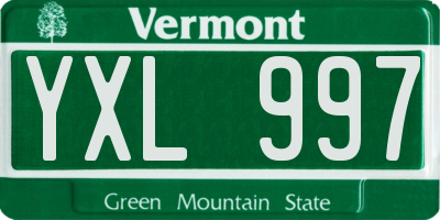 VT license plate YXL997