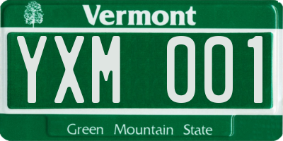 VT license plate YXM001