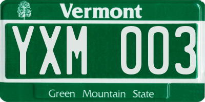 VT license plate YXM003