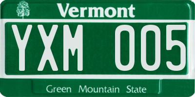 VT license plate YXM005