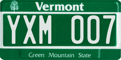 VT license plate YXM007