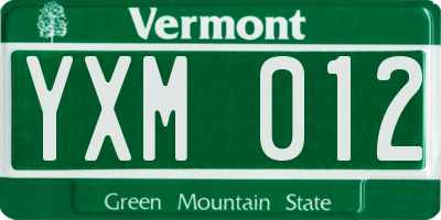 VT license plate YXM012