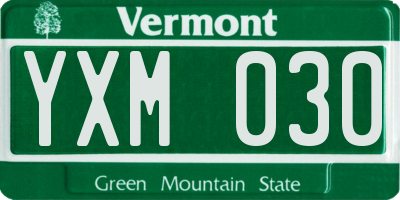 VT license plate YXM030