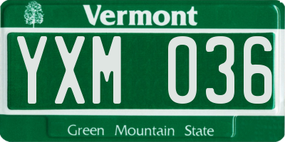 VT license plate YXM036