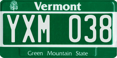 VT license plate YXM038