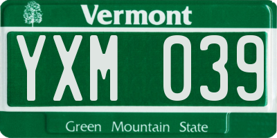 VT license plate YXM039