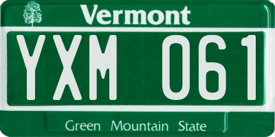 VT license plate YXM061