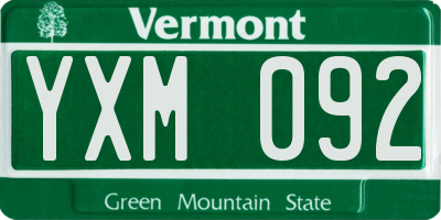 VT license plate YXM092