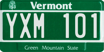 VT license plate YXM101