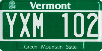VT license plate YXM102