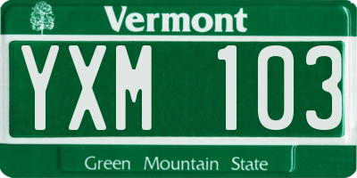 VT license plate YXM103
