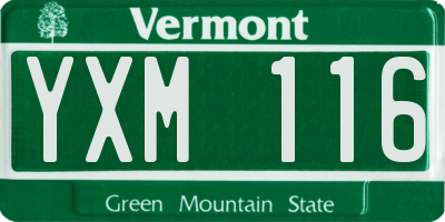 VT license plate YXM116