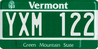 VT license plate YXM122