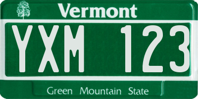 VT license plate YXM123