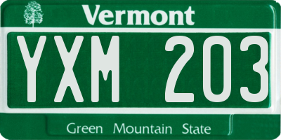 VT license plate YXM203