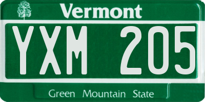 VT license plate YXM205