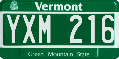 VT license plate YXM216