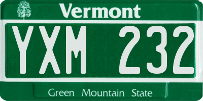 VT license plate YXM232