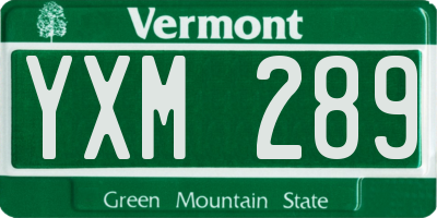 VT license plate YXM289