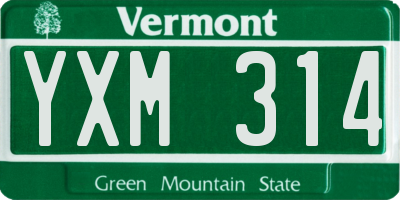 VT license plate YXM314