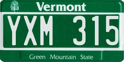 VT license plate YXM315