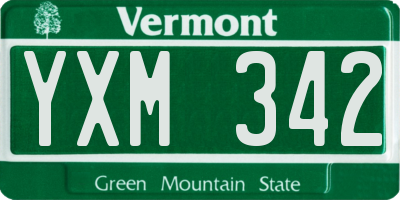 VT license plate YXM342
