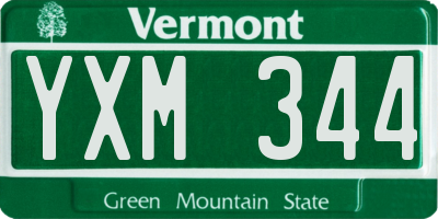 VT license plate YXM344