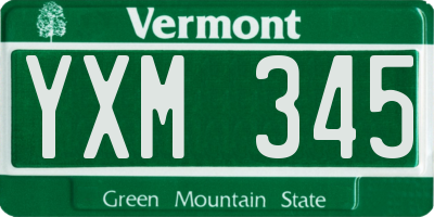 VT license plate YXM345