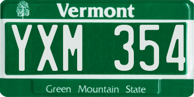 VT license plate YXM354