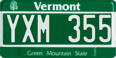 VT license plate YXM355