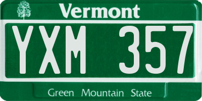 VT license plate YXM357