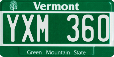 VT license plate YXM360