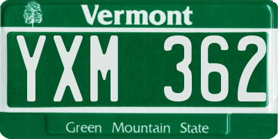 VT license plate YXM362