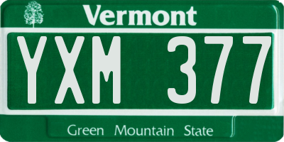 VT license plate YXM377