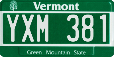 VT license plate YXM381