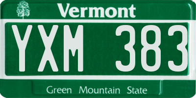 VT license plate YXM383