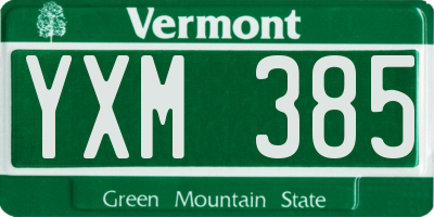 VT license plate YXM385