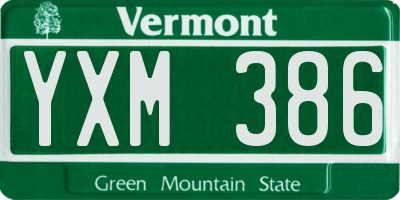 VT license plate YXM386