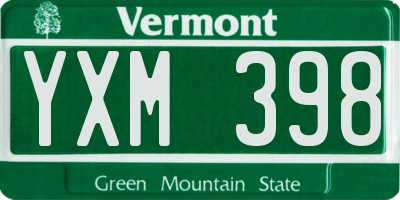 VT license plate YXM398