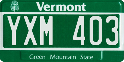 VT license plate YXM403