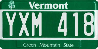 VT license plate YXM418