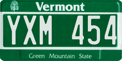 VT license plate YXM454