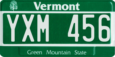 VT license plate YXM456