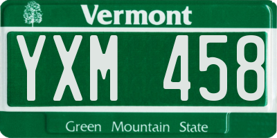 VT license plate YXM458
