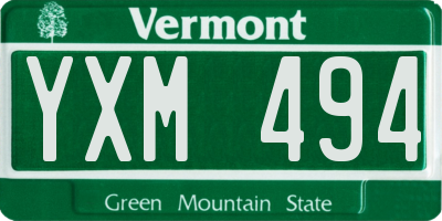 VT license plate YXM494