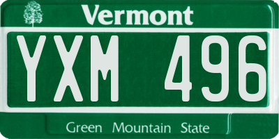 VT license plate YXM496