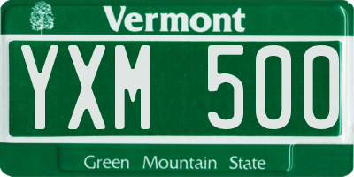 VT license plate YXM500