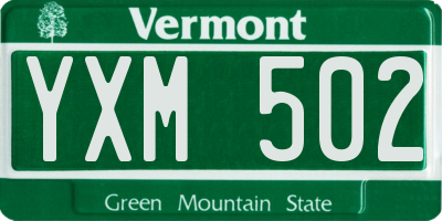 VT license plate YXM502