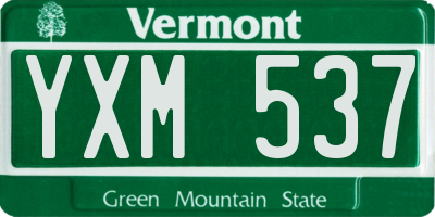 VT license plate YXM537