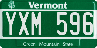 VT license plate YXM596